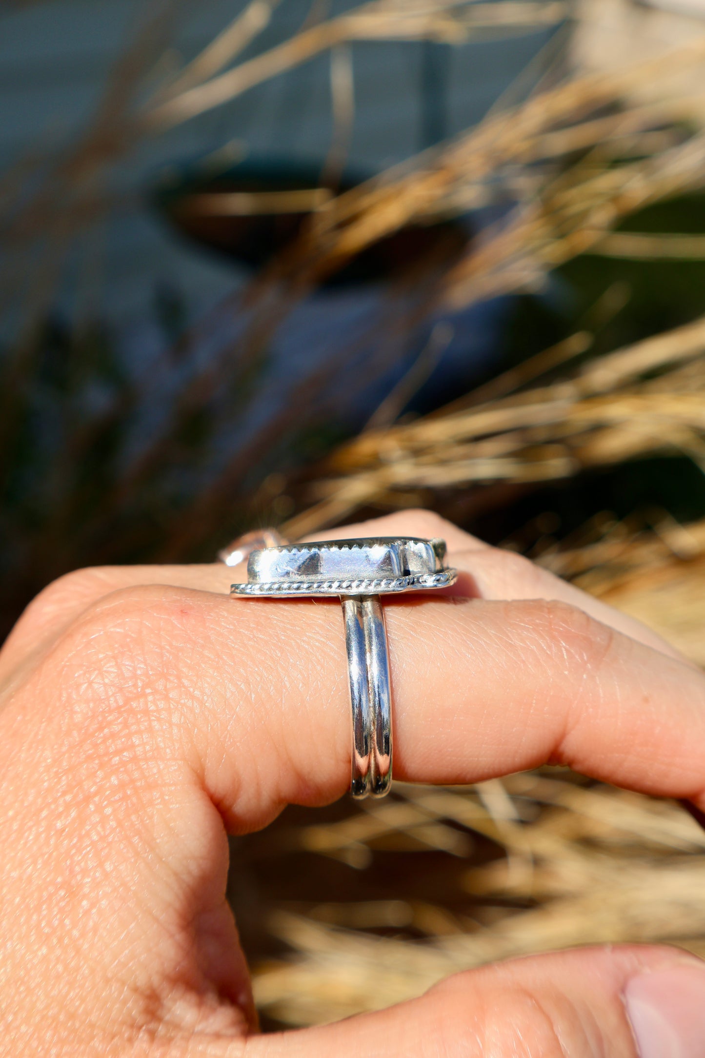 Labradorite Lightning Bolt Ring - Size 9.75
