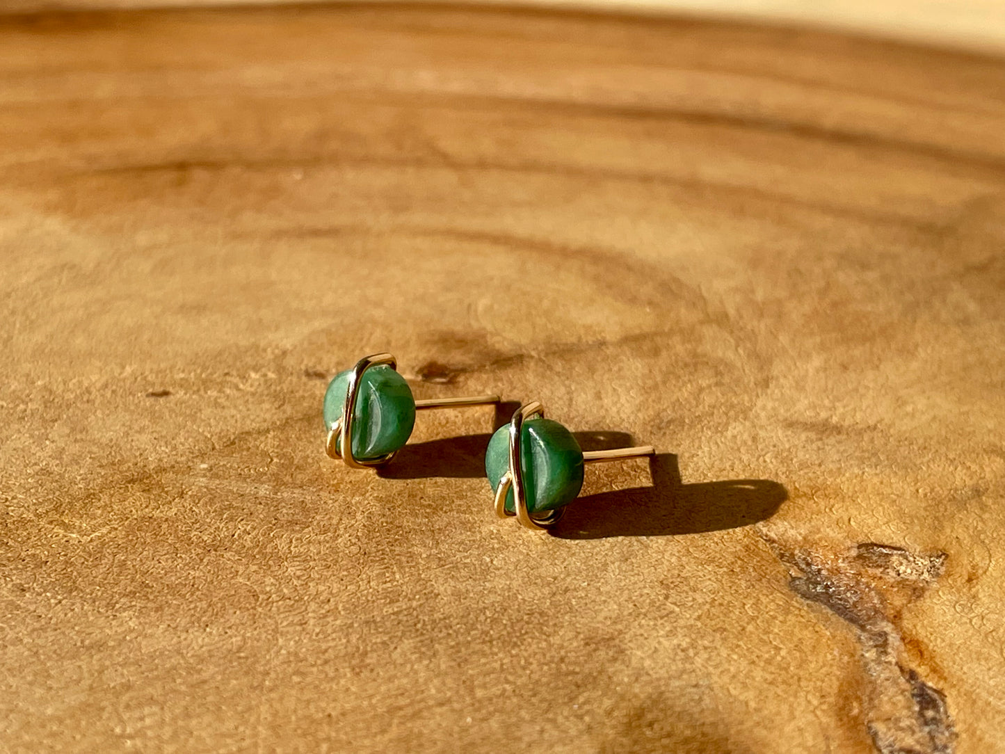 Wrapped Jade Studs