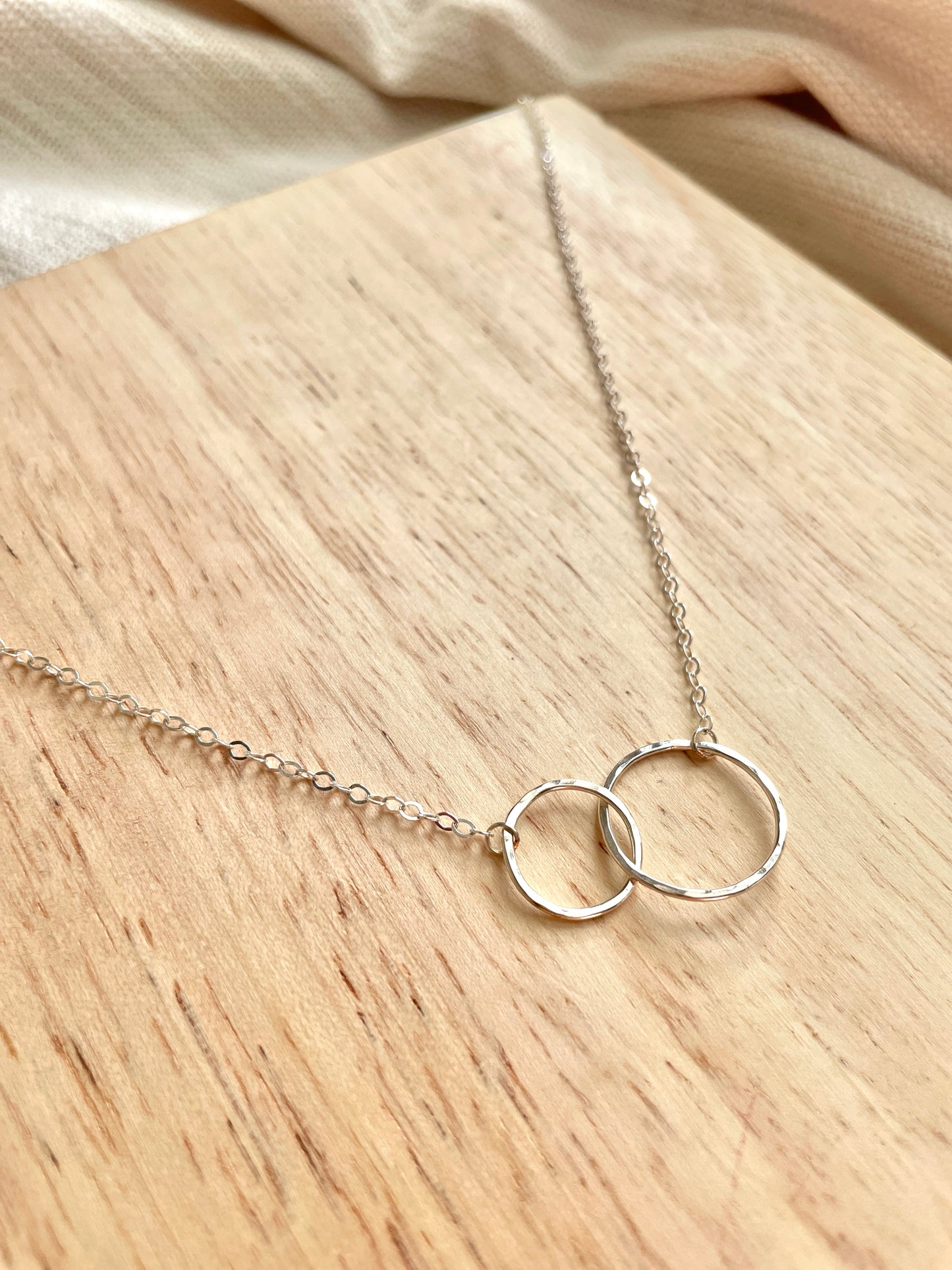 Double Hammered Circle Necklace