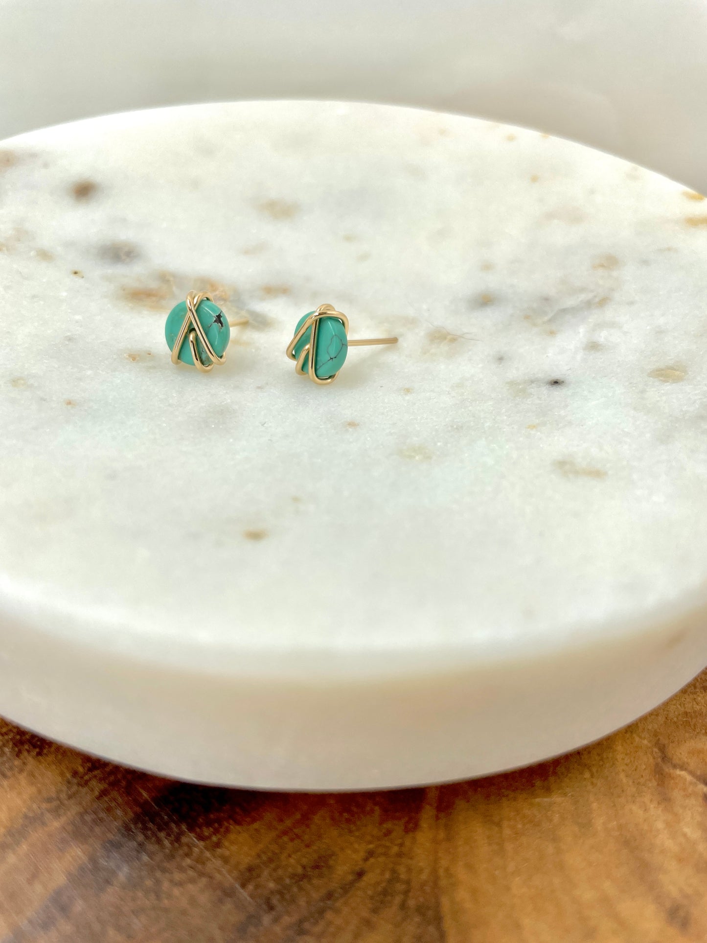 Wrapped Turquoise Studs