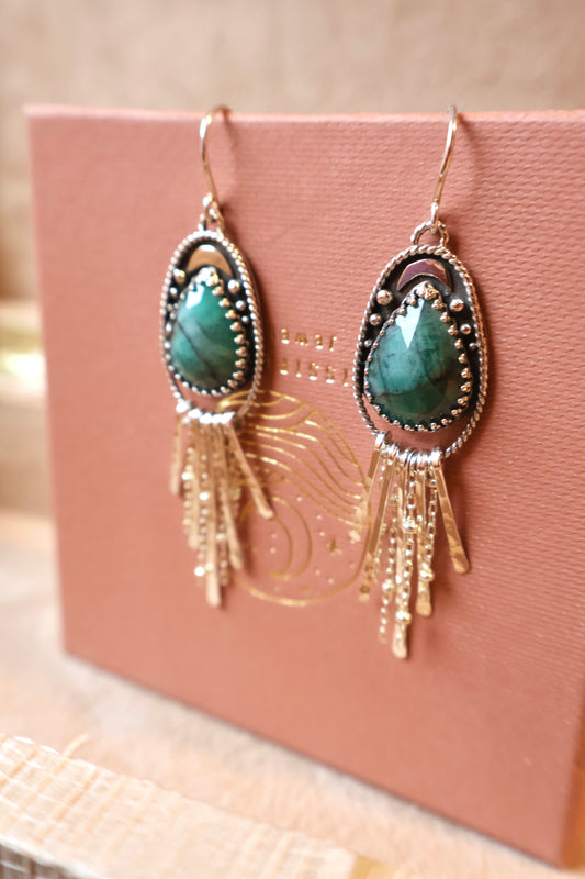 Emerald Fringe Dangles