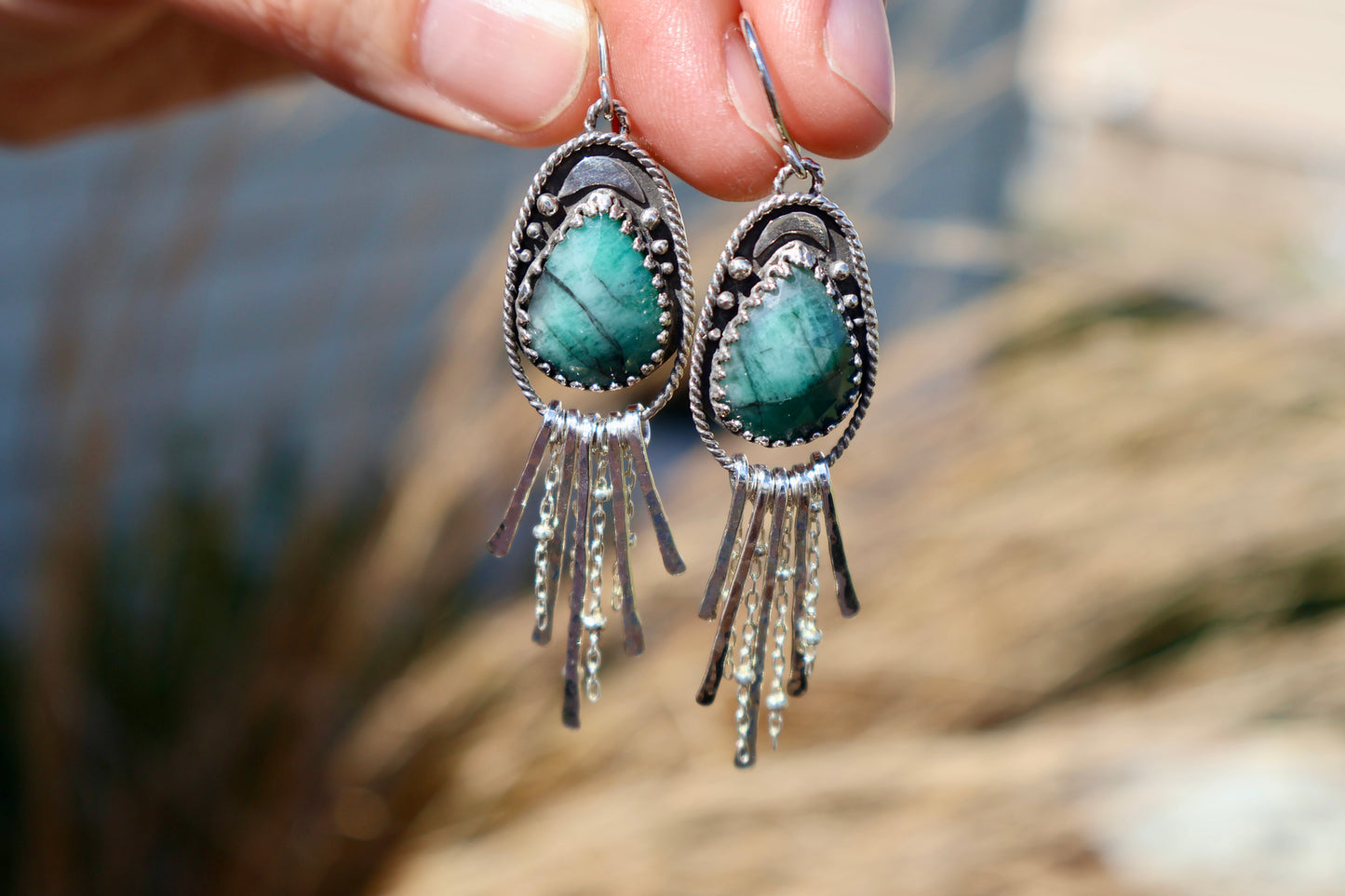 Emerald Fringe Dangles