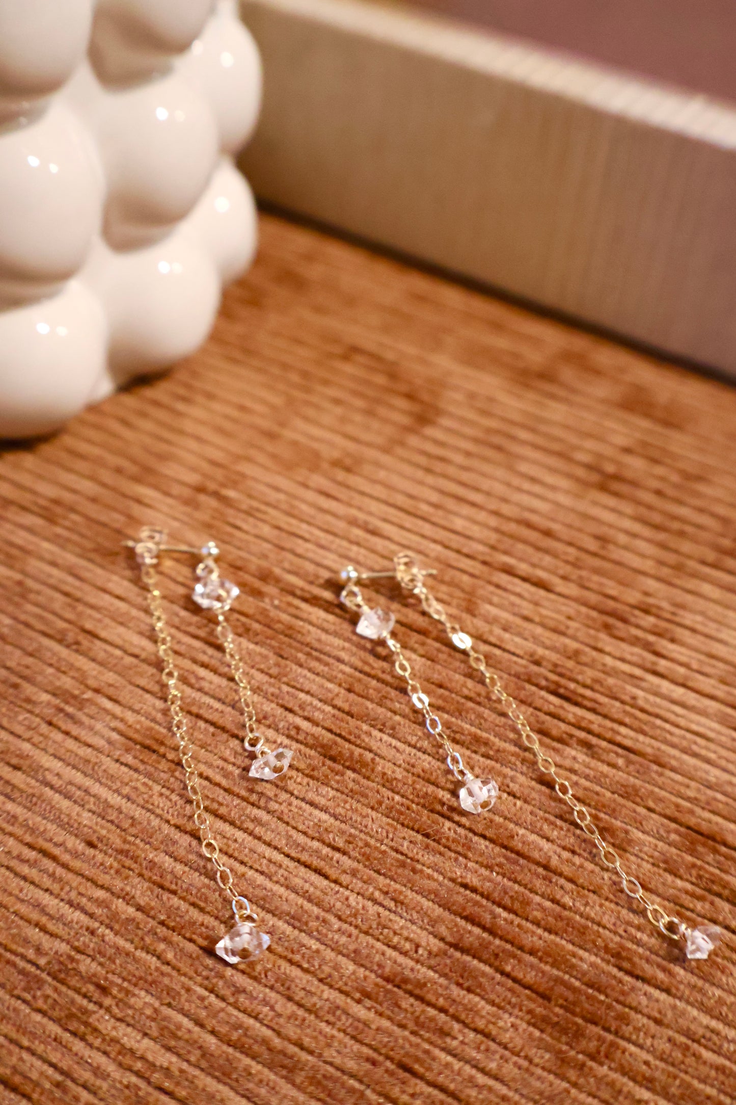 Herkimer Diamond Chain Studs