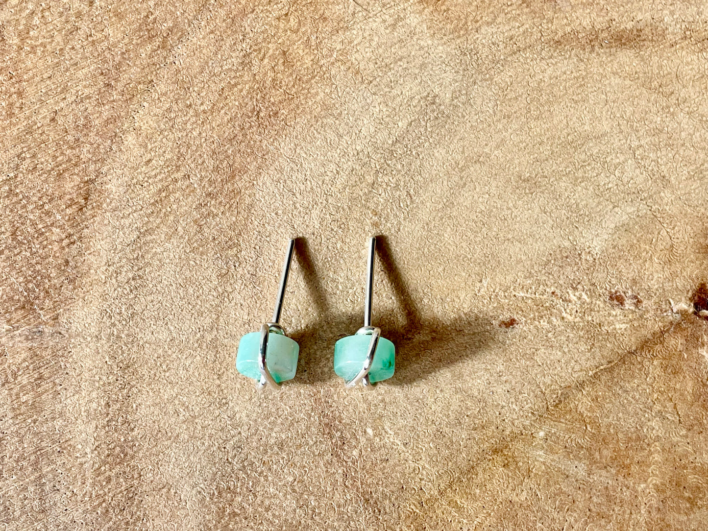 Wrapped Light Green Jade Studs